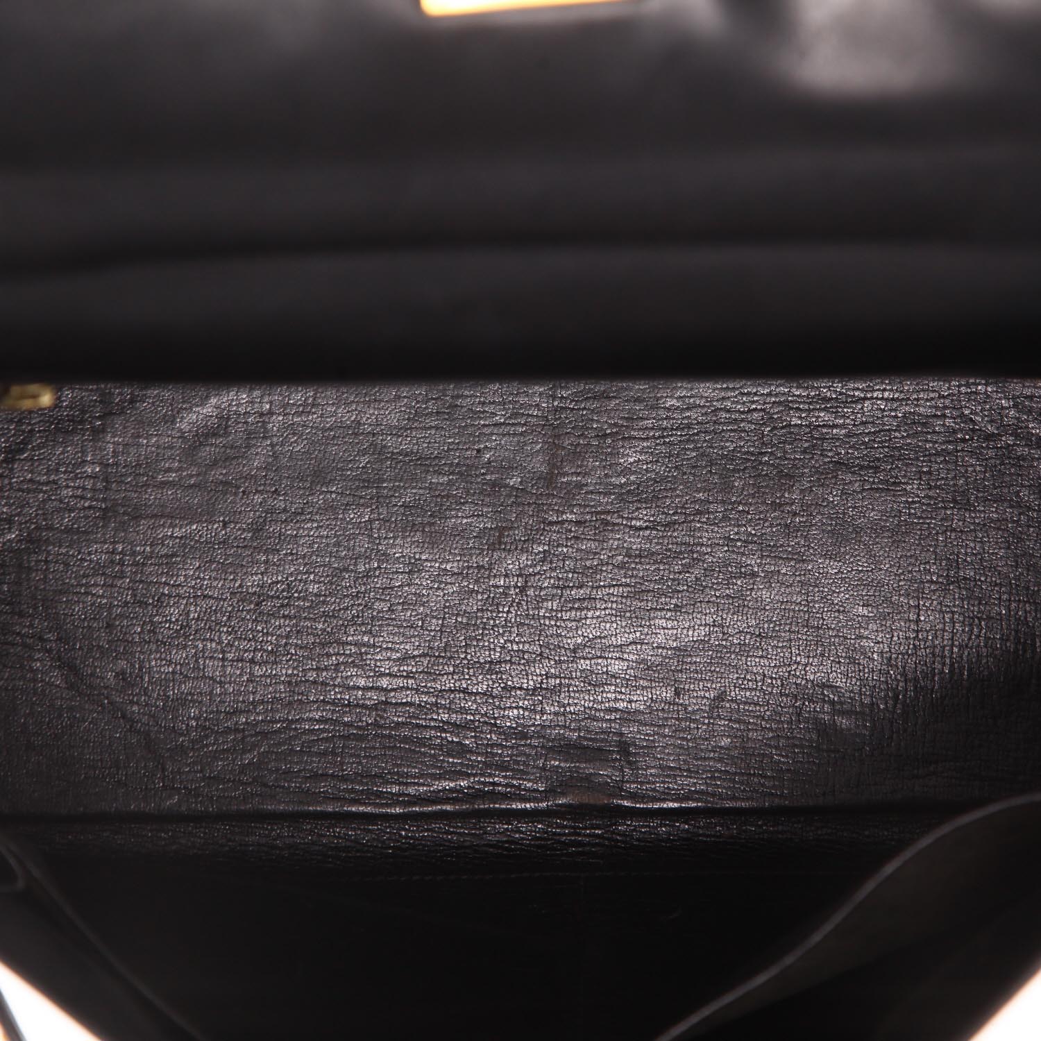 Hermès Kelly 32 cm handbag in Noir box leather - Detail D3