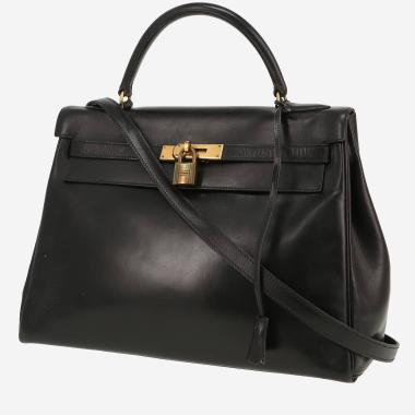 Sac à main Hermès  Kelly 32 cm en cuir box noir