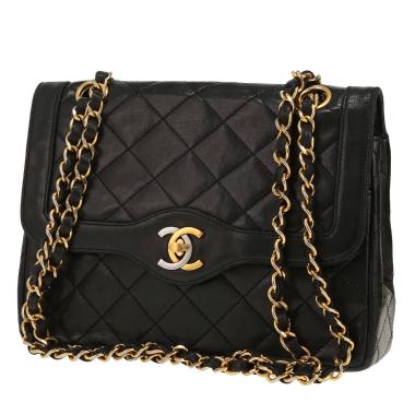 Sac bandoulière Chanel  Vintage en cuir matelassé noir