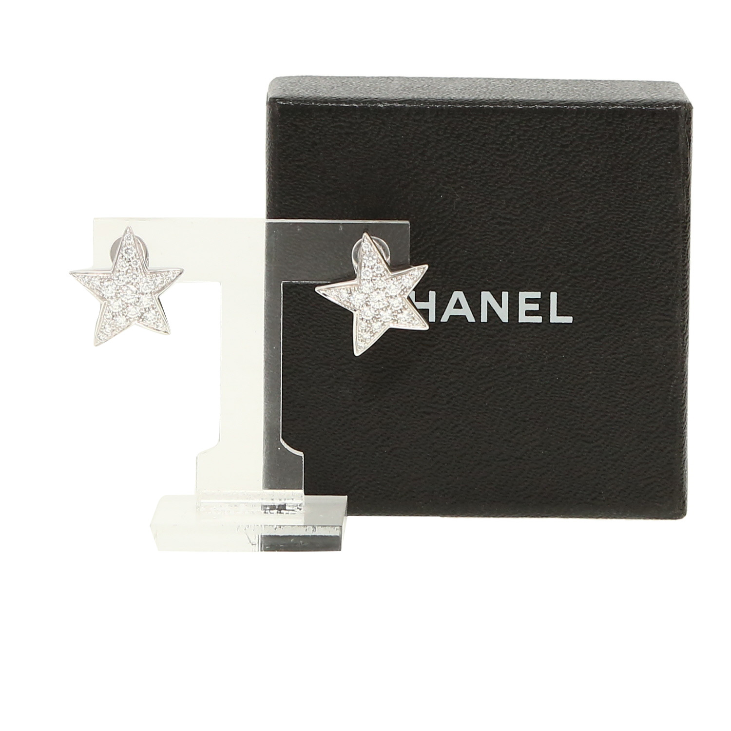 Pendientes Chanel Comète Géode modelo grande de oro blanco y diamantes - Detail D2