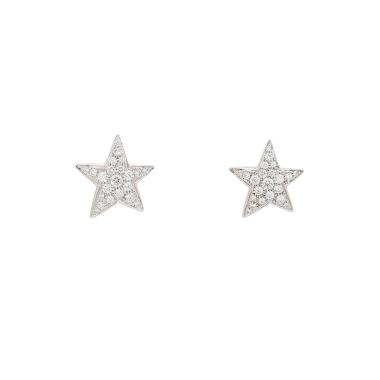 Paire de boucles d'oreilles Chanel Comète Géode grand modèle en or blanc et diamants