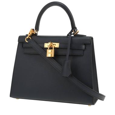Borsa Hermès  Kelly 25 cm in pelle Epsom blu indaco