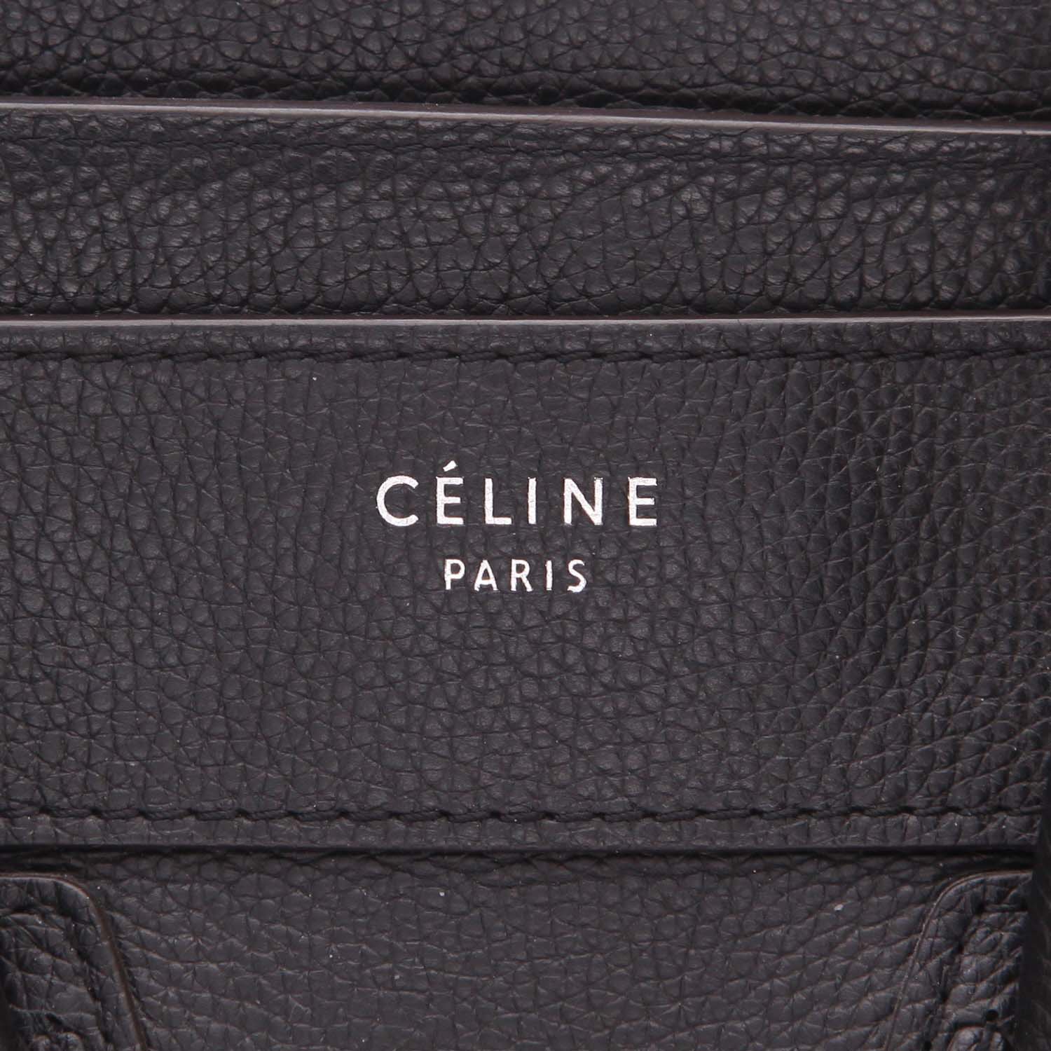 Sac à main Celine  Luggage en cuir grainé noir - Detail D2