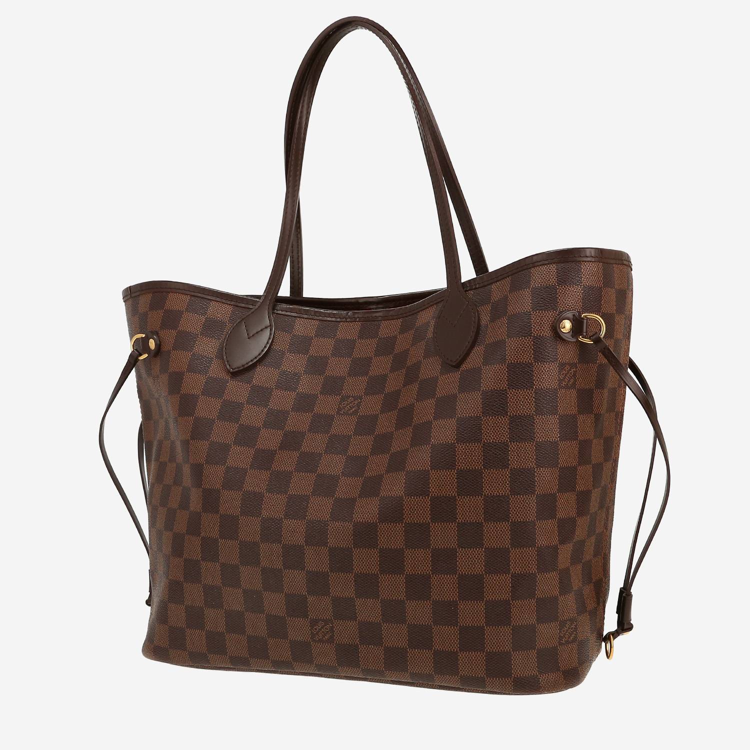 Bolso Cabás Louis Vuitton  Neverfull en lona a cuadros ébano y cuero marrón