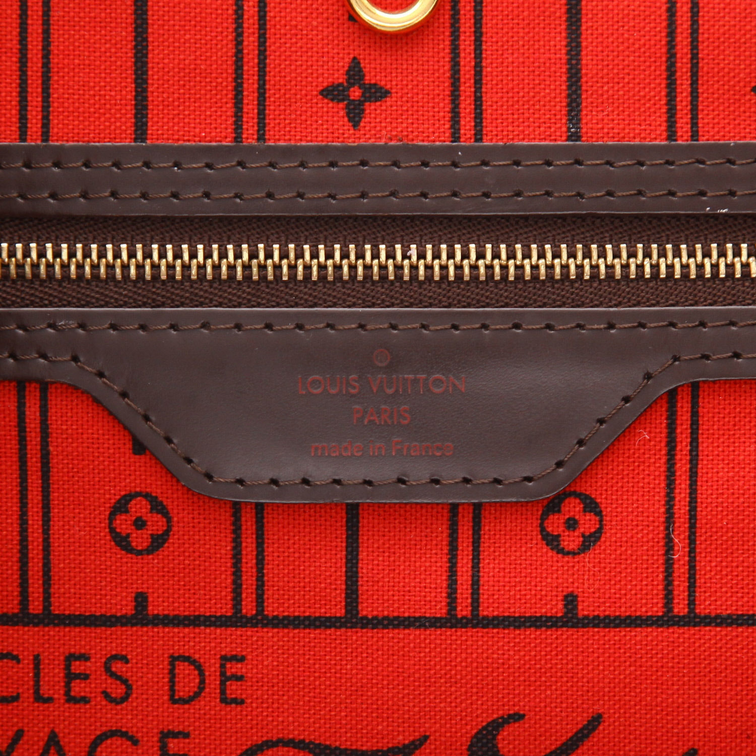 Bolso Cabás Louis Vuitton  Neverfull en lona a cuadros ébano y cuero marrón - Detail D2