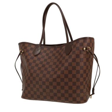 Louis Vuitton  Neverfull shopping bag  in ebene damier canvas  and brown leather