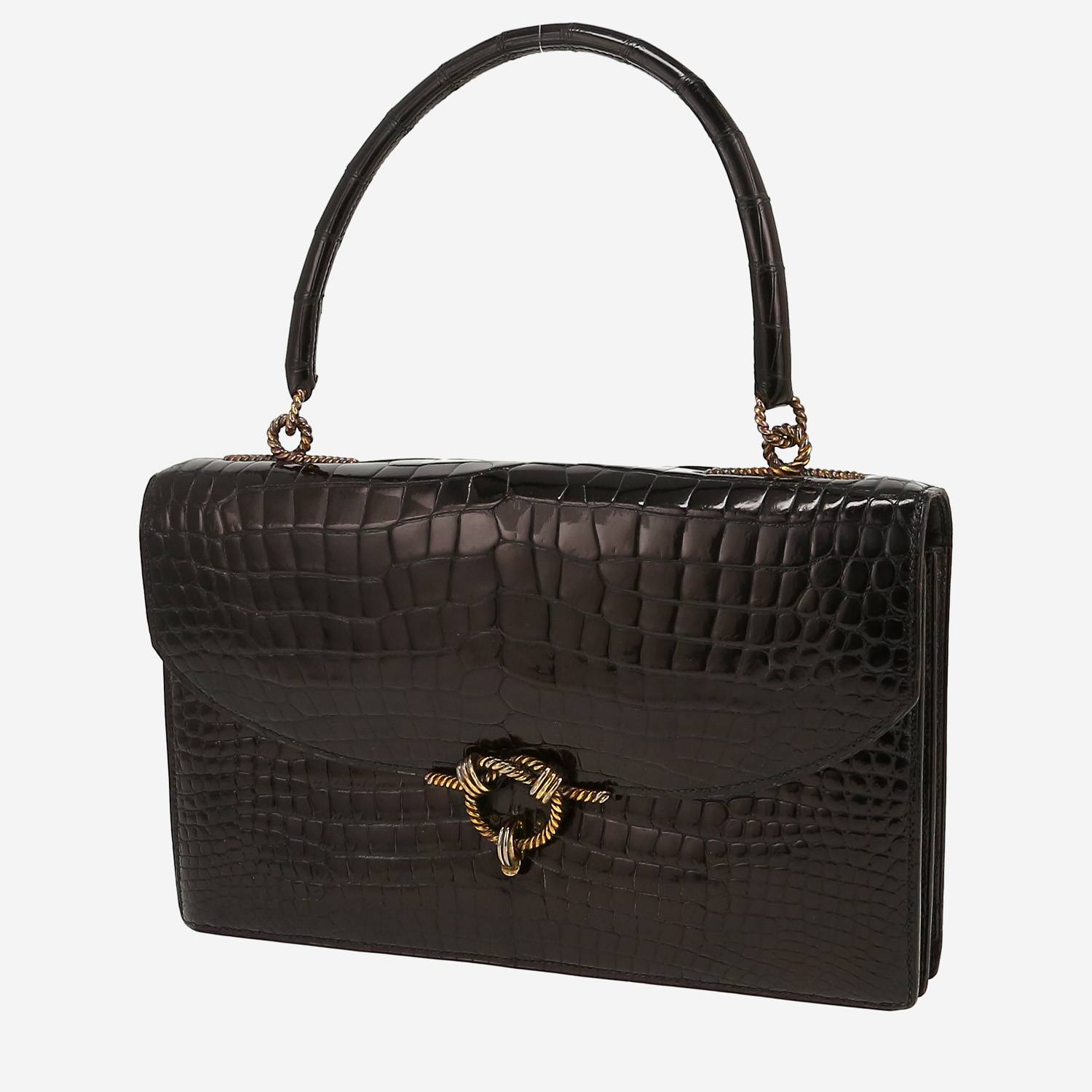 Hermès  Cordeliere handbag  in black crocodile