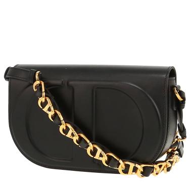 Dior  CD Signature shoulder bag  in black smooth leather