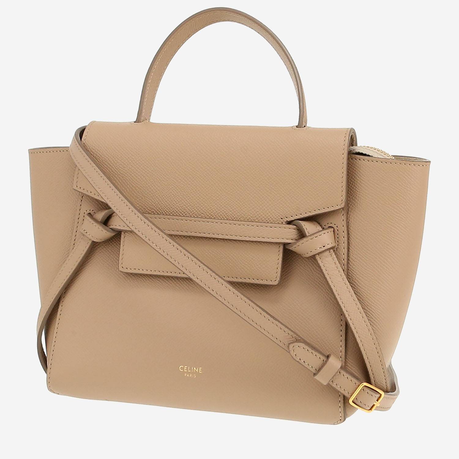 Bolso bandolera Celine  Belt Nano en cuero granulado beige