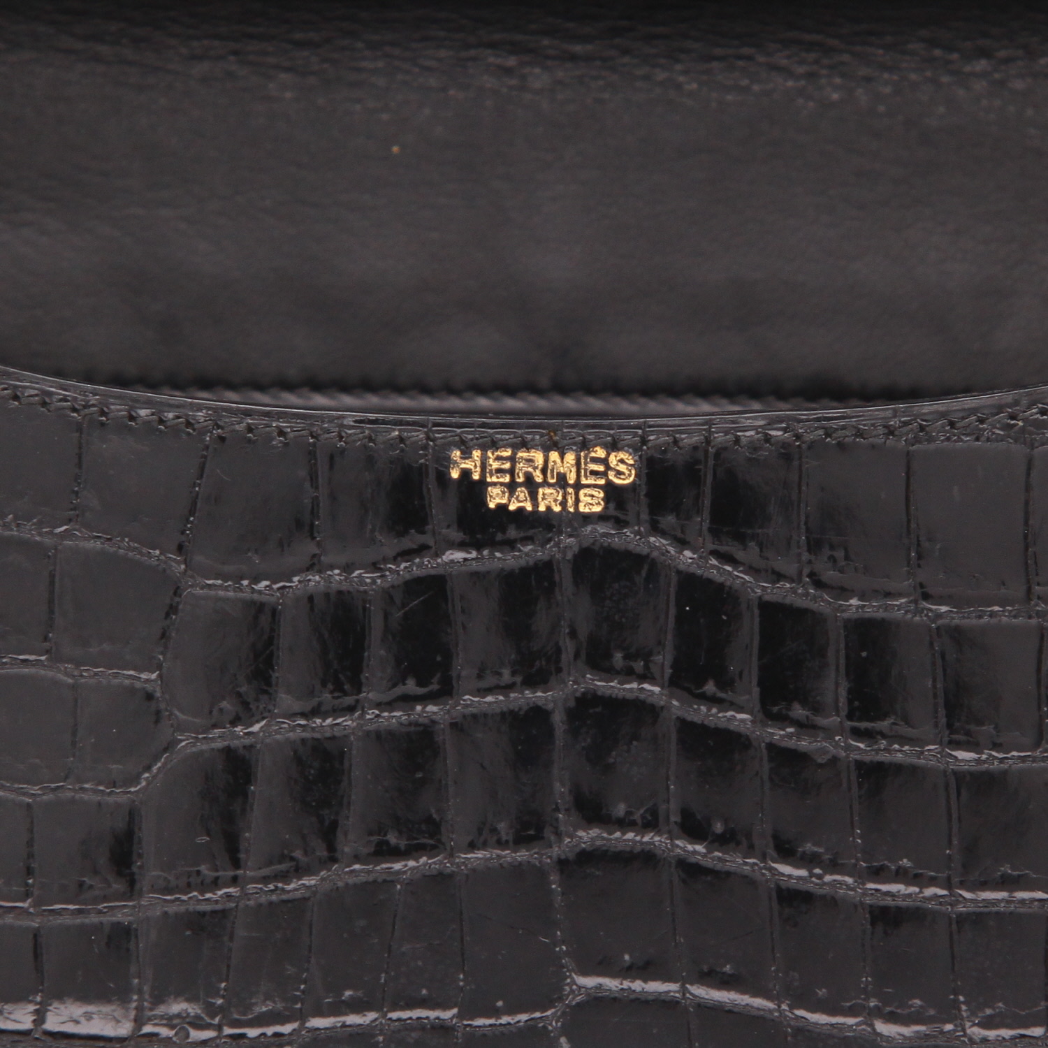 Bolso de mano Hermès  Constance en cocodrilo porosus negro - Detail D2