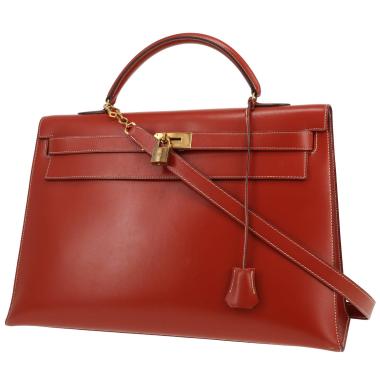 Sac à main Hermès  Kelly 40 cm en cuir box Rouge Pompéi