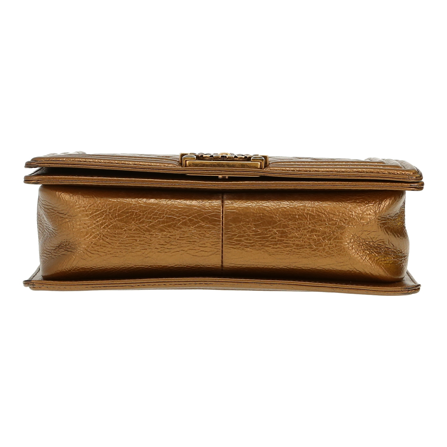 Chanel  Boy shoulder bag  in bronze patent quilted leather - Detail D1