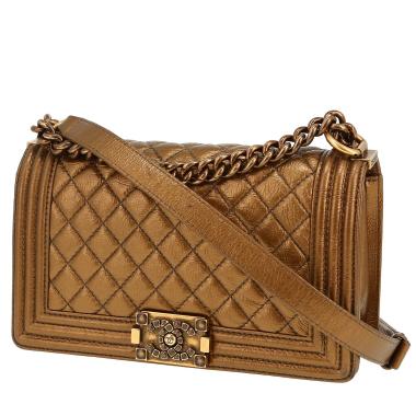 Bolso bandolera Chanel  Boy en charol acolchado bronce