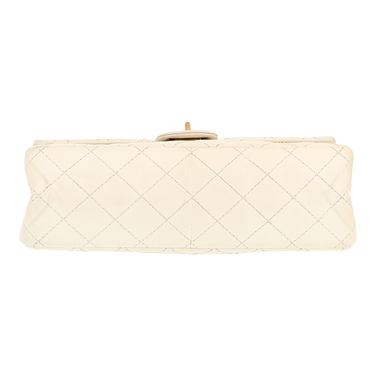 Borsa a tracolla Chanel  2.55 in pelle trapuntata bianca - Detail D1