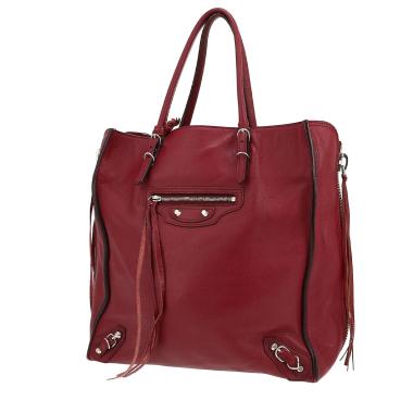 Bolso Cabás Balenciaga  Papier A4 en cuero liso color burdeos