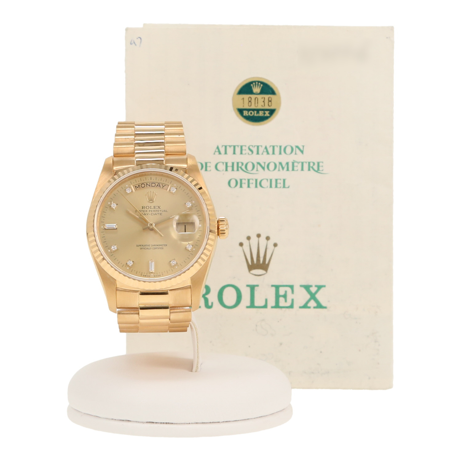 Orologio Rolex Day-Date in oro giallo Ref: Rolex - 18038  Circa 1986