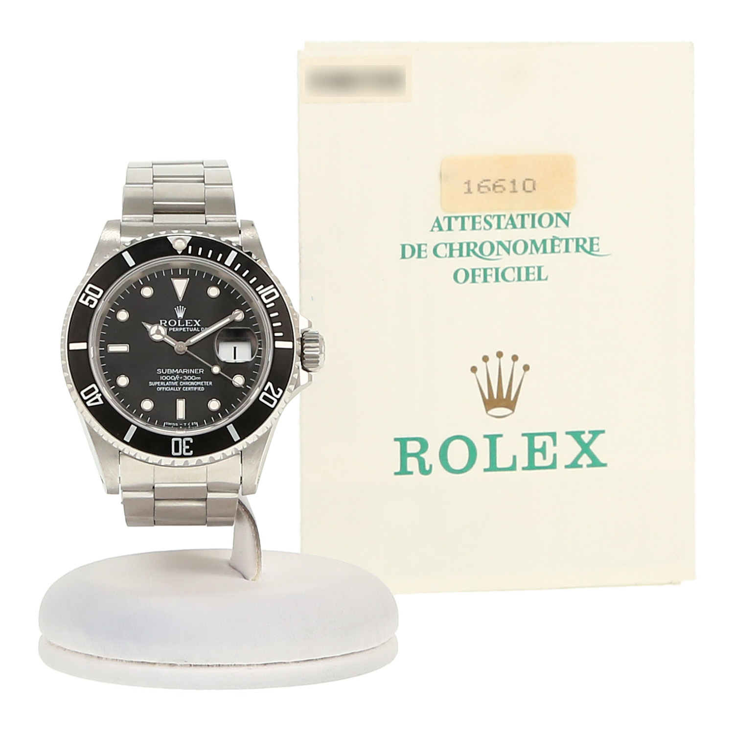 Montre Rolex Submariner Date en acier Ref: Rolex - 16610  Vers 1993