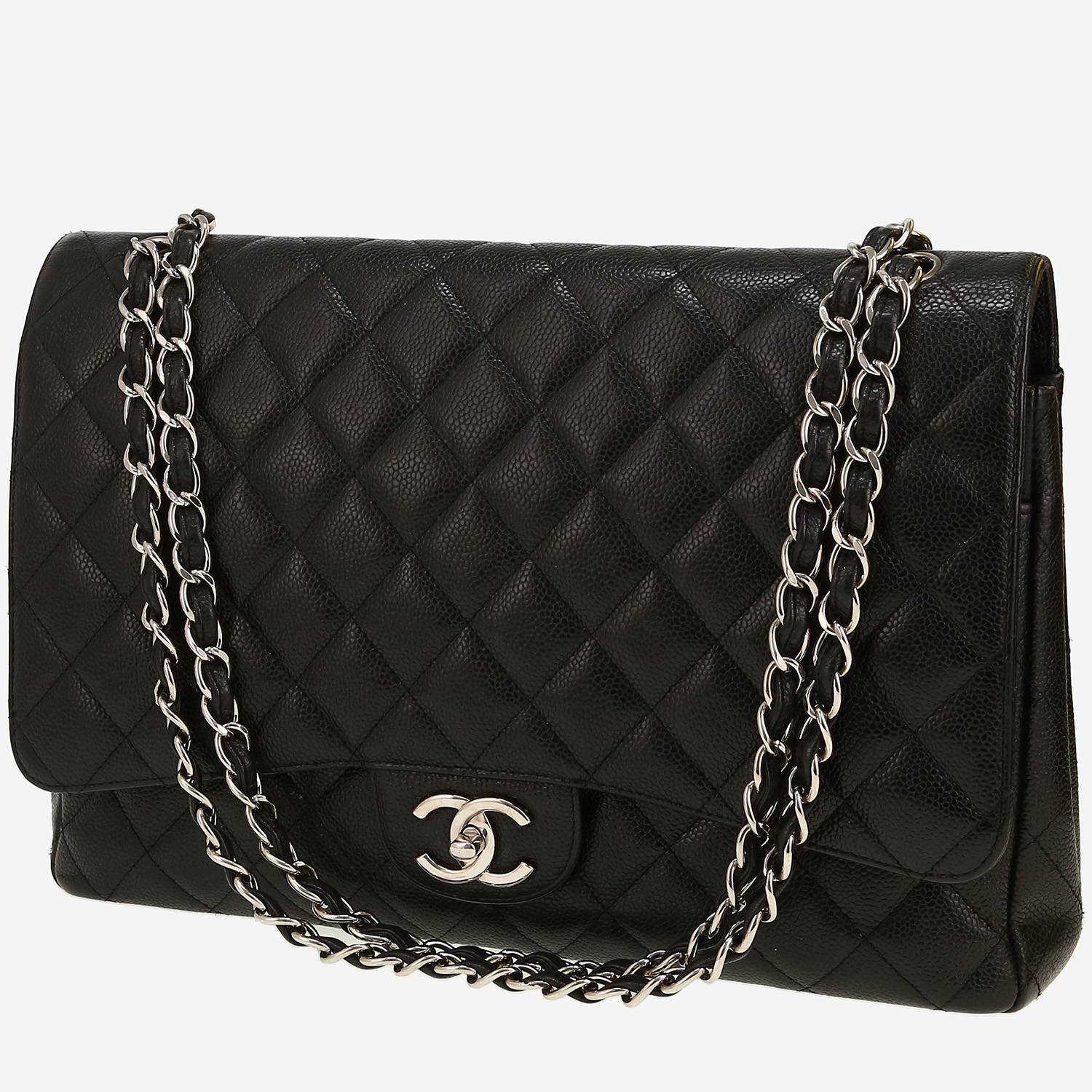 Borsa a tracolla Chanel  Timeless Maxi Jumbo in pelle martellata e trapuntata nera