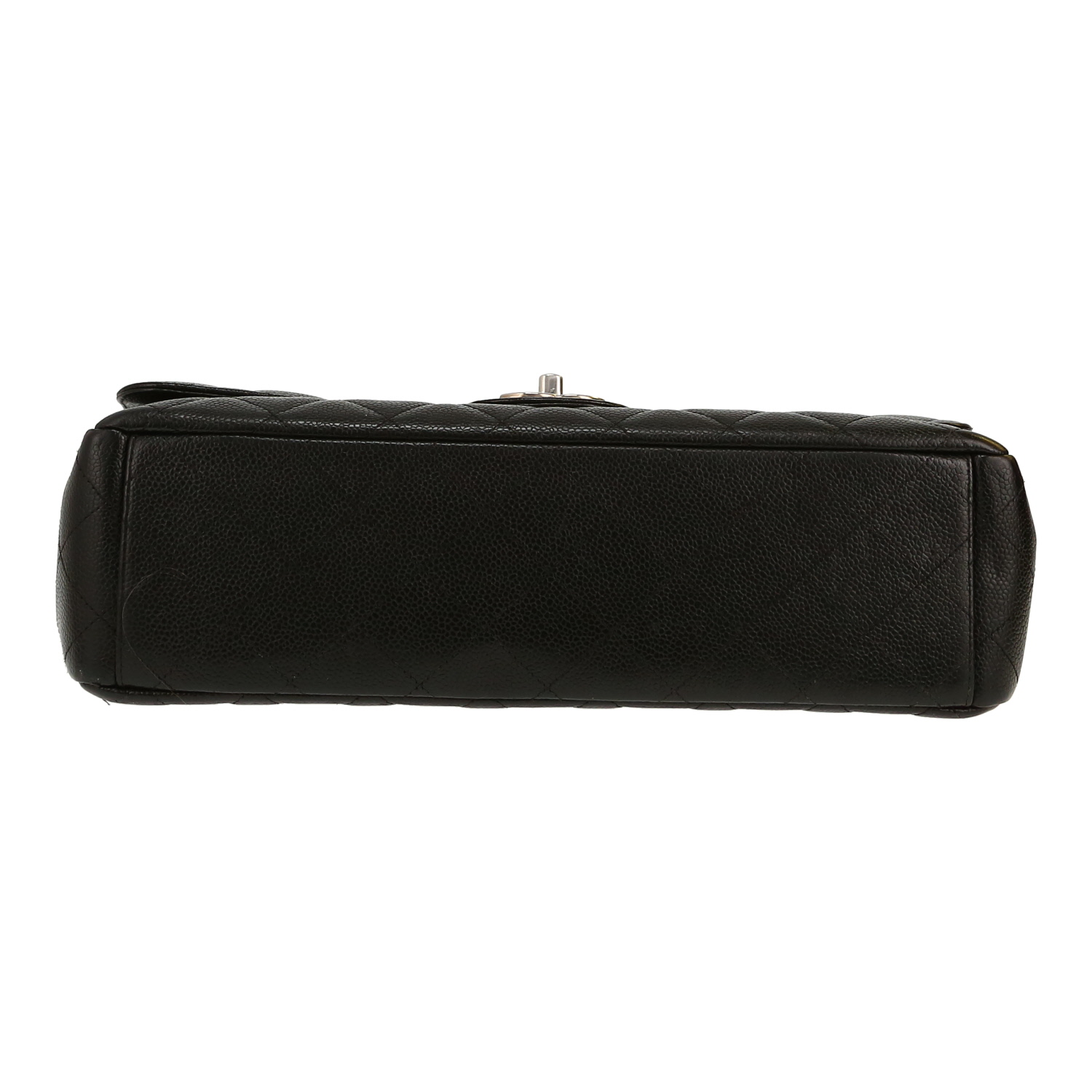 Chanel  Timeless Maxi Jumbo shoulder bag  in black quilted grained leather - Detail D1