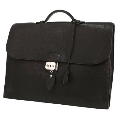Hermès  Sac à dépêches briefcase  in black togo leather