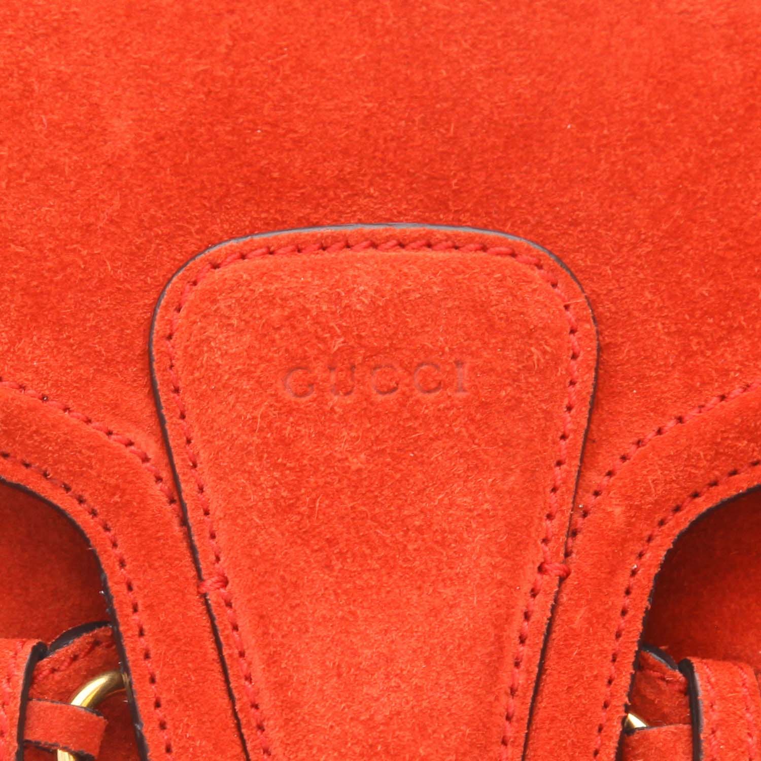 Gucci  Lady Web shoulder bag  in red Veau velours - Detail D2