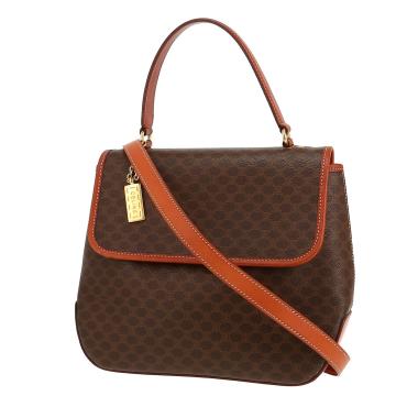 Borsa Celine   in tela "Triomphe" marrone e pelle marrone