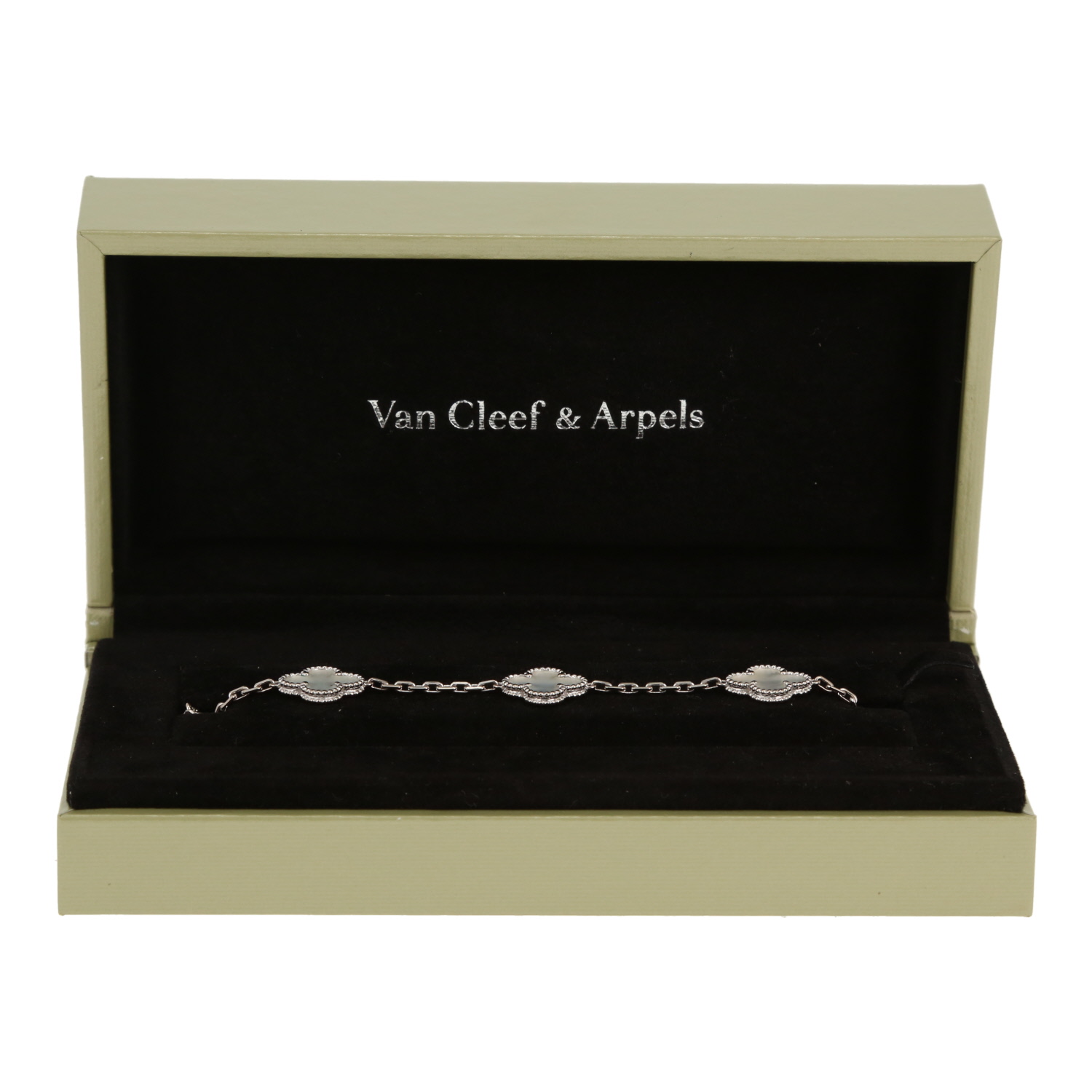Van Cleef 
Arpels Vintage Alhambra bracelet in white gold and mother of pearl