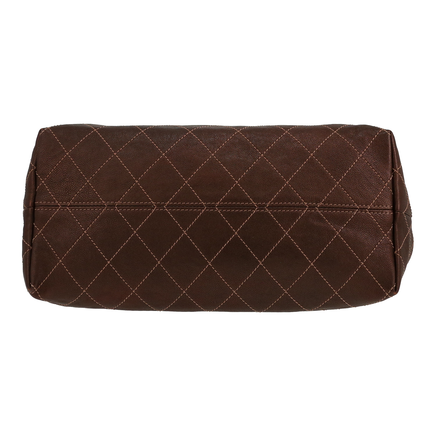 Chanel  Coco cabas handbag  in brown leather - Detail D1