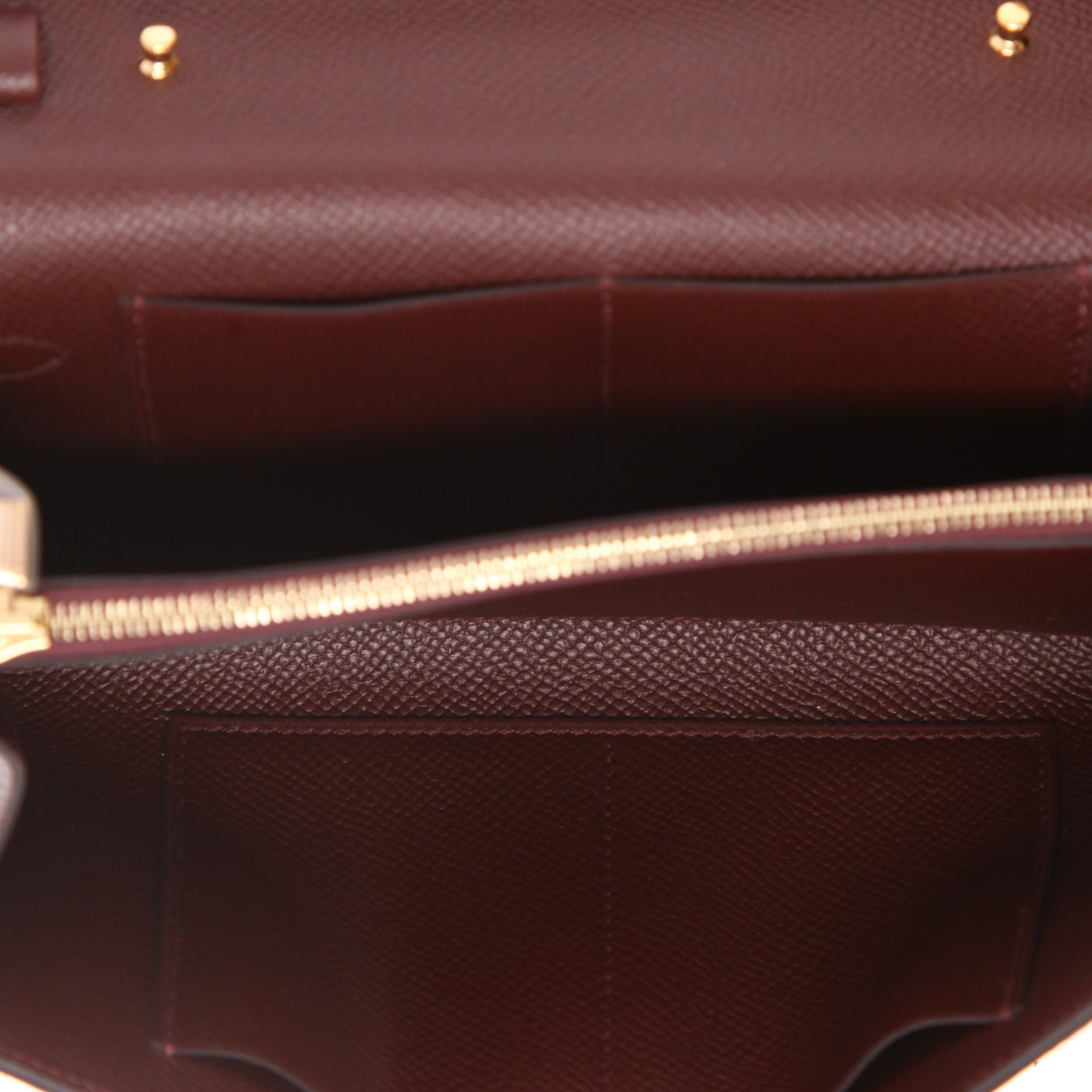 Bolso bandolera Hermès  Kelly To Go en cuero epsom color burdeos - Detail D3