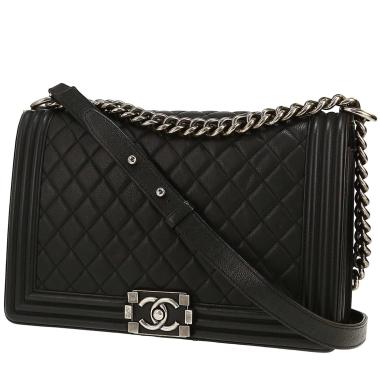 Sac bandoulière Chanel  Boy en cuir grainé matelassé noir
