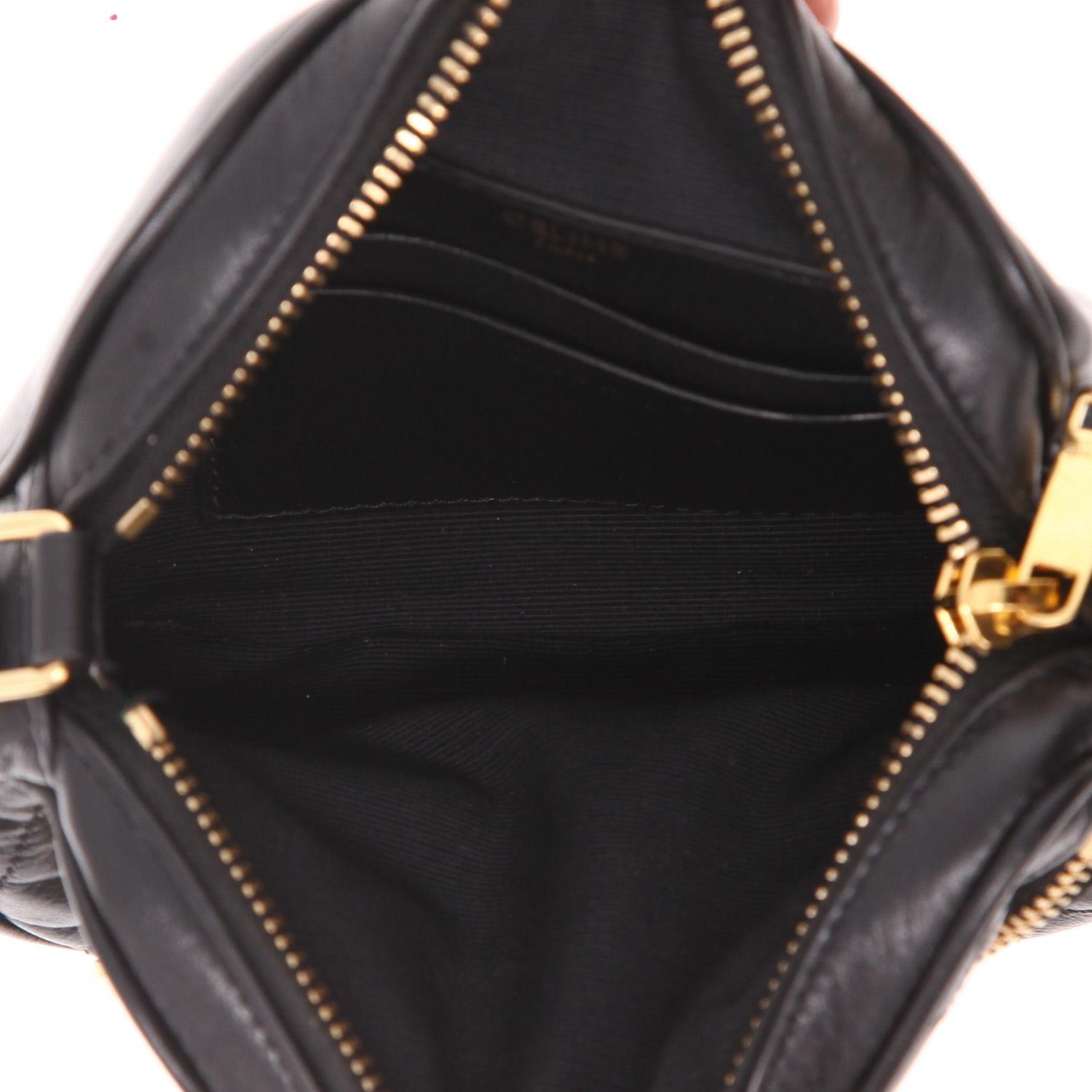 Sac bandoulière Celine  C Charm en cuir matelassé noir - Detail D3