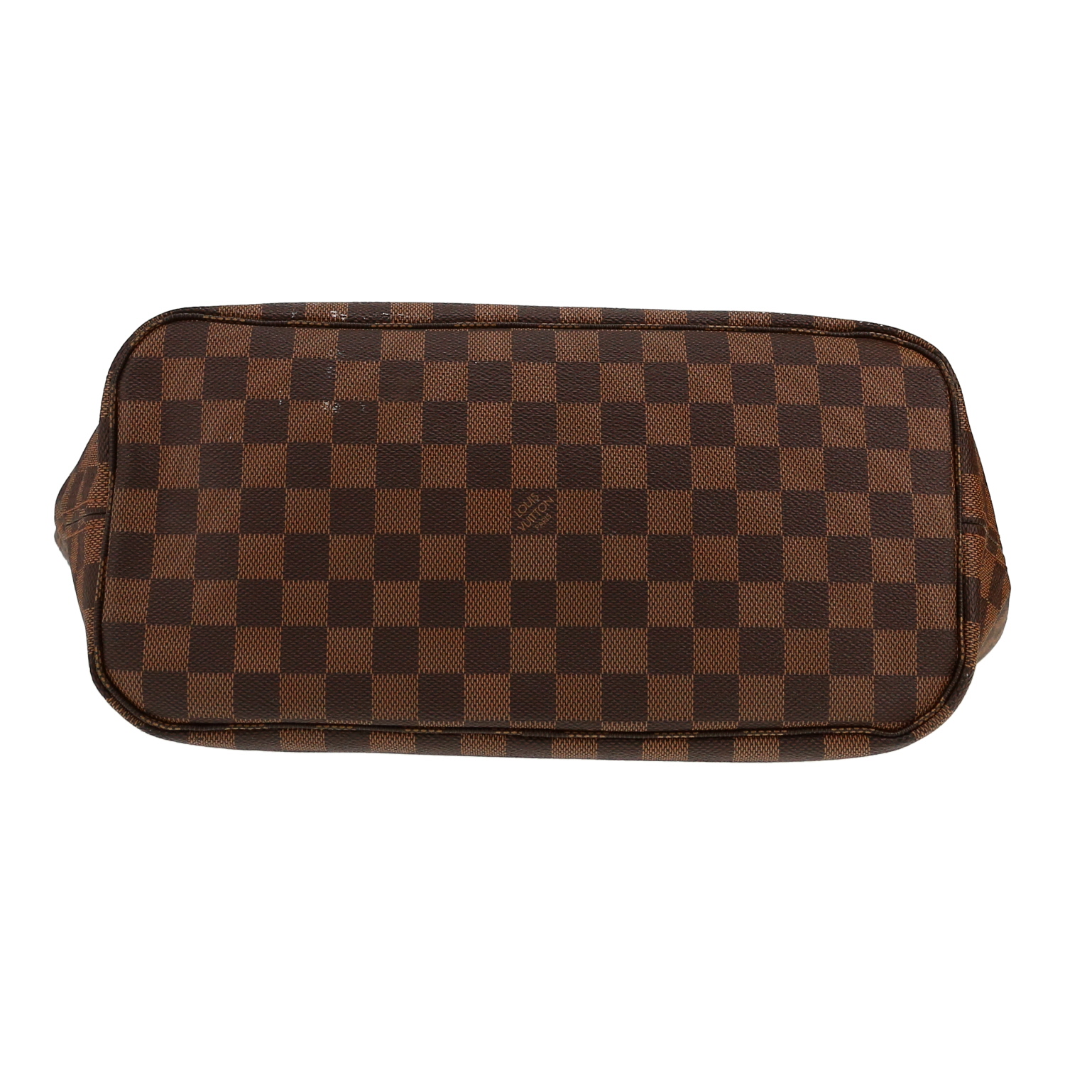 Shopping bag Louis Vuitton  Neverfull in tela a scacchi ebana e pelle marrone - Detail D1