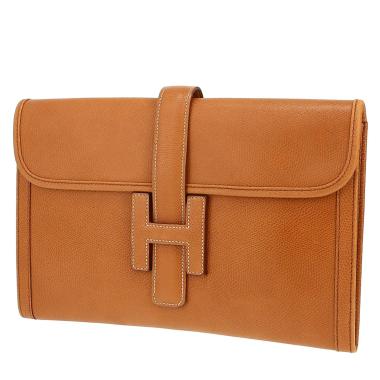 Pochette Hermès  Jige en cuir grainé gold