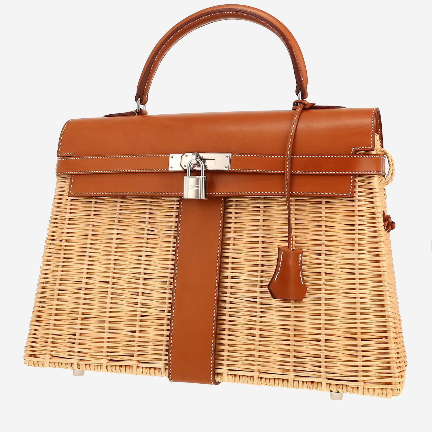 Hermès  Kelly Picnic 35 handbag  wicker  and fawn Barenia leather