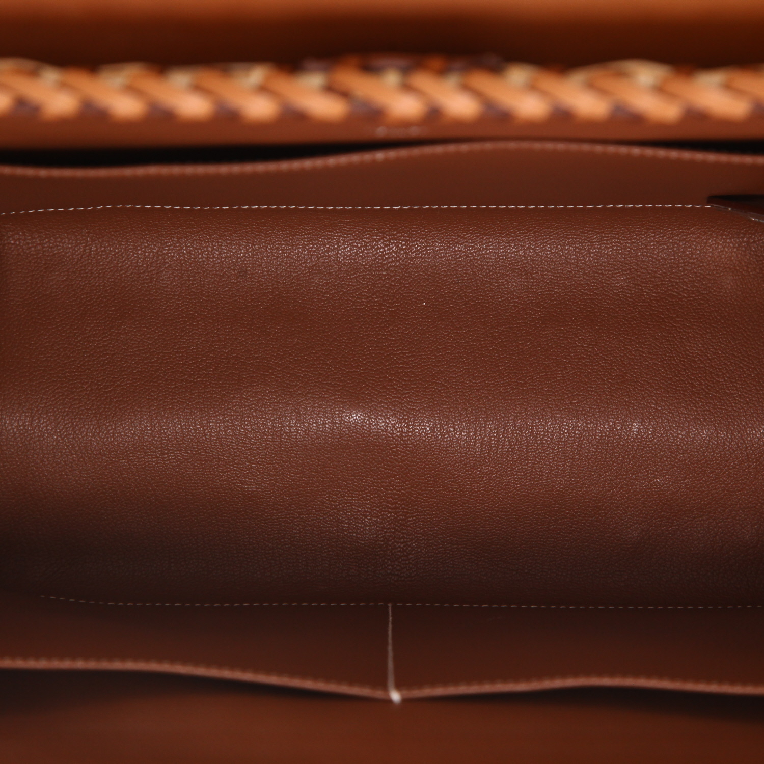 Sac à main Hermès  Kelly Picnic 35 en osier et cuir Barénia fauve - Detail D3