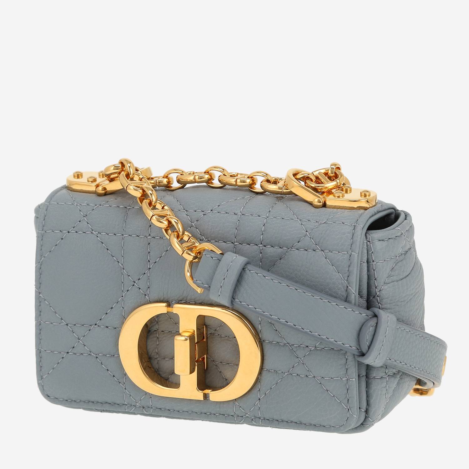 Borsa a tracolla Dior  Caro mini  in pelle cannage blu