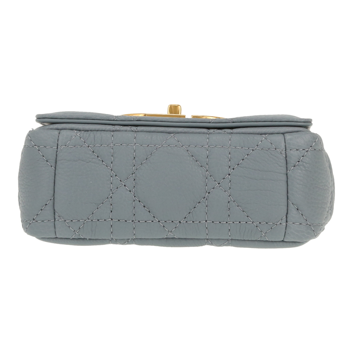 Bolso bandolera Dior  Caro mini  en cuero cannage azul - Detail D1