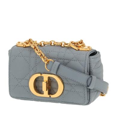Borsa a tracolla Dior  Caro mini  in pelle cannage blu