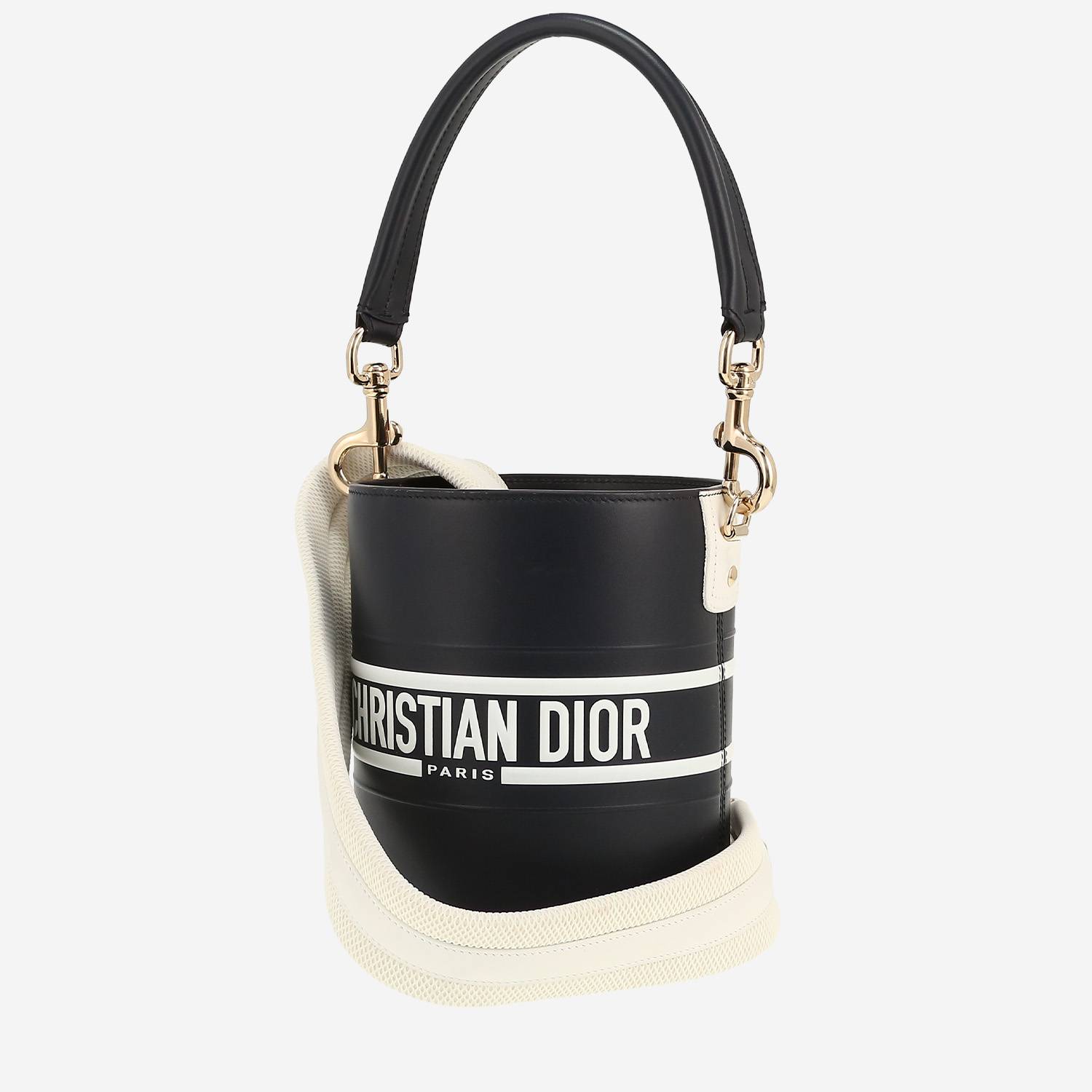 Bolso de mano Dior  Vibe Bucket en cuero azul marino y blanco