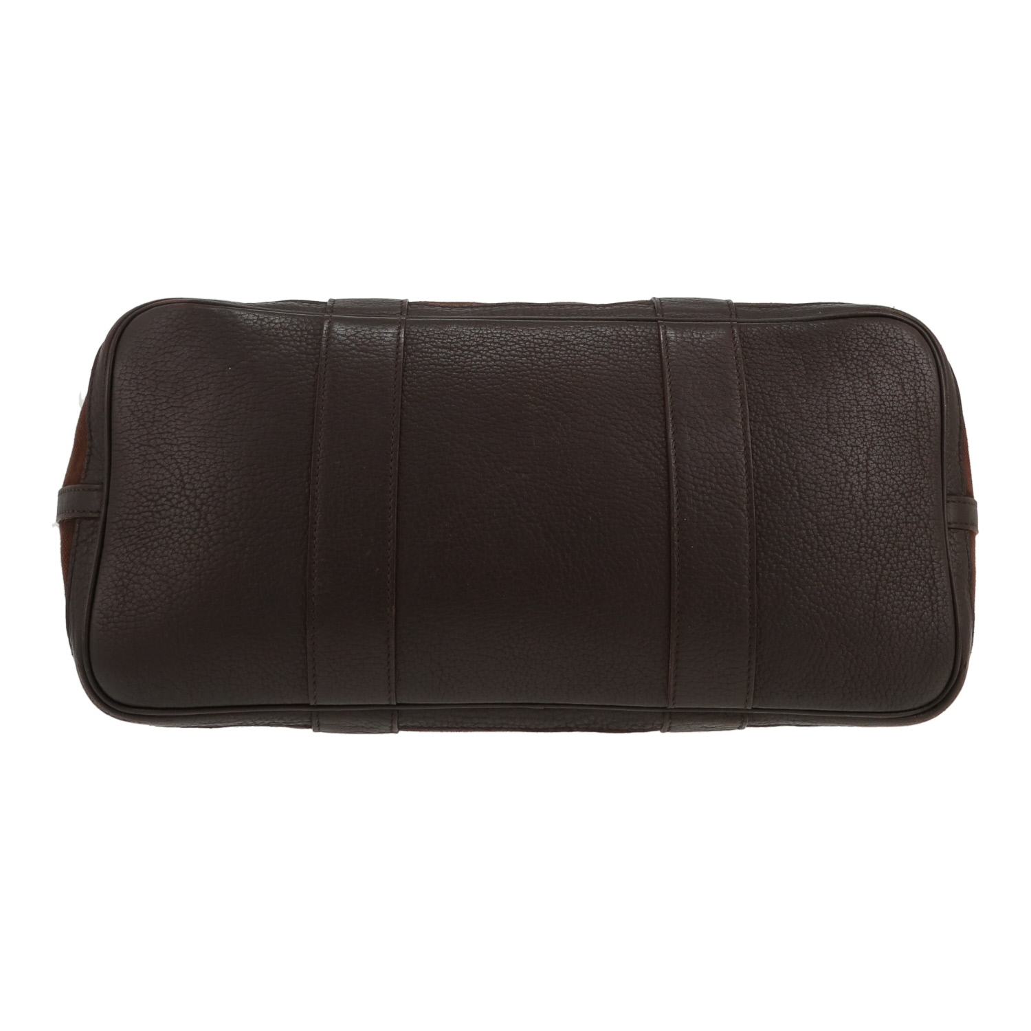 Hermès  Petite Ceinture handbag  in brown canvas  and brown leather - Detail D1