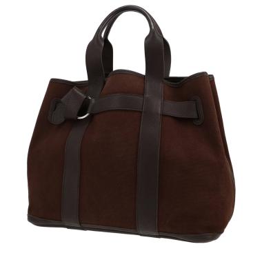 Hermès  Petite Ceinture handbag  in brown canvas  and brown leather