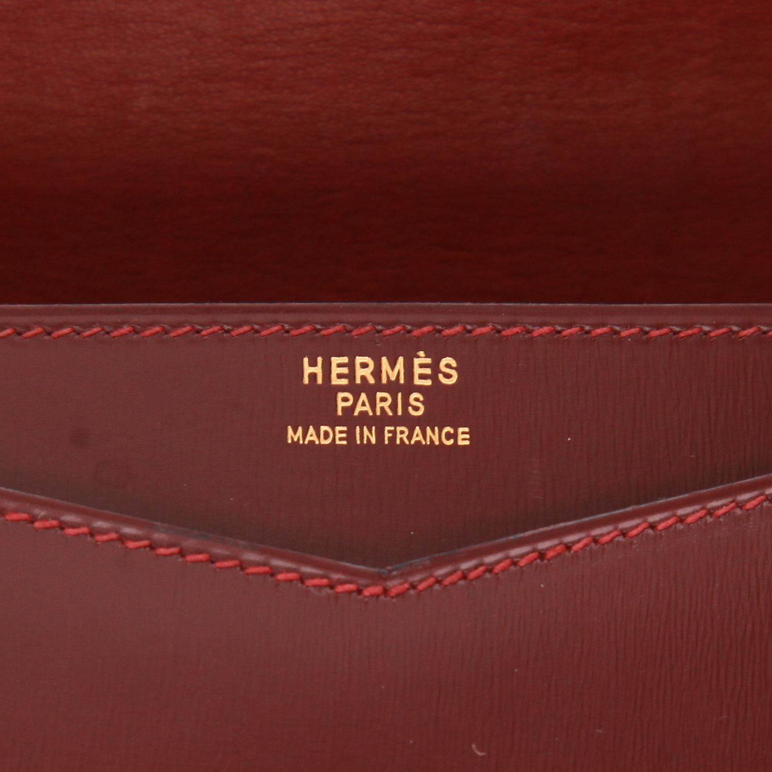 Pochette Hermès  Pan en cuir box bordeaux - Detail D2