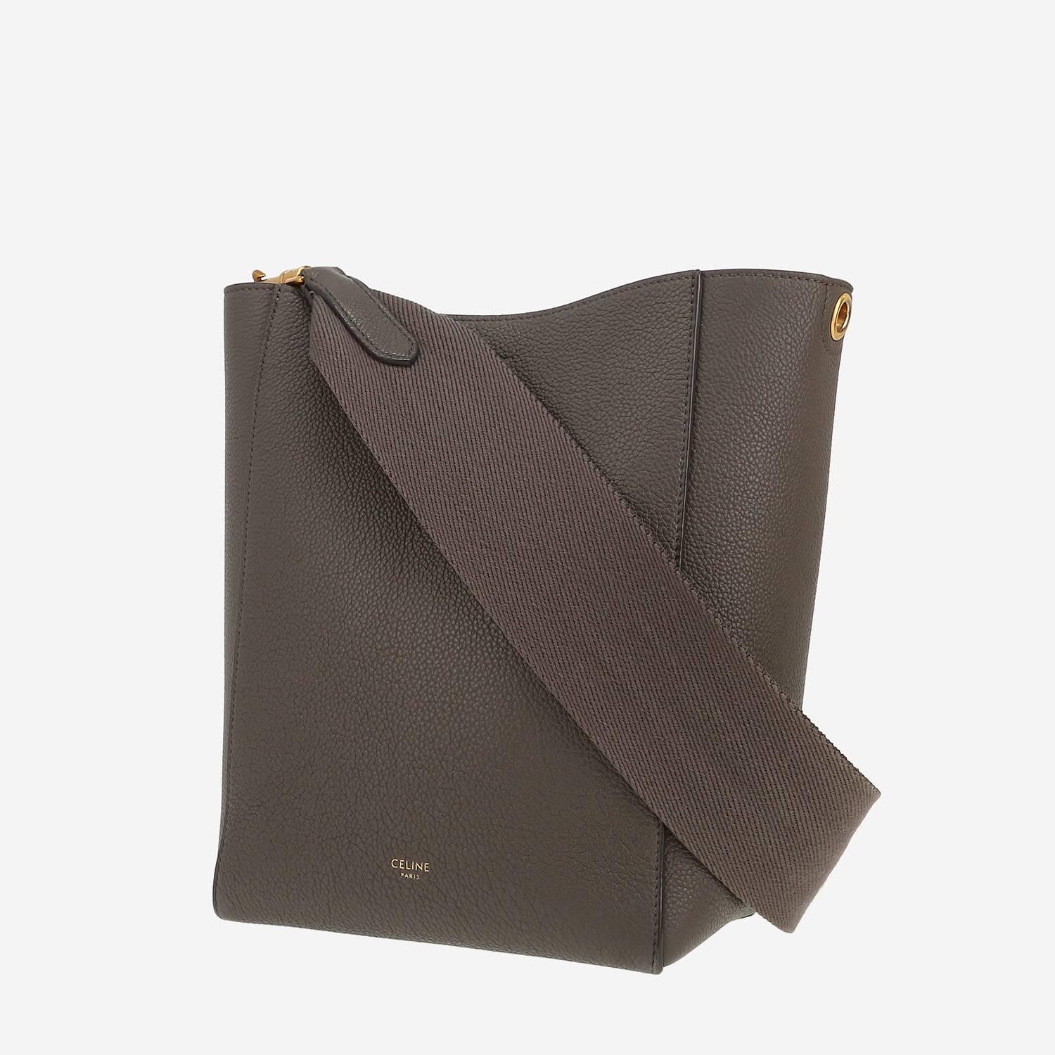 Borsa Celine  Sac Sangle in pelle martellata grigia