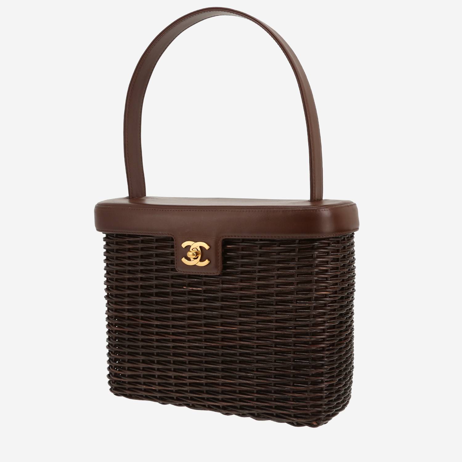 Borsa Chanel  Vintage in vimini marrone e pelle marrone