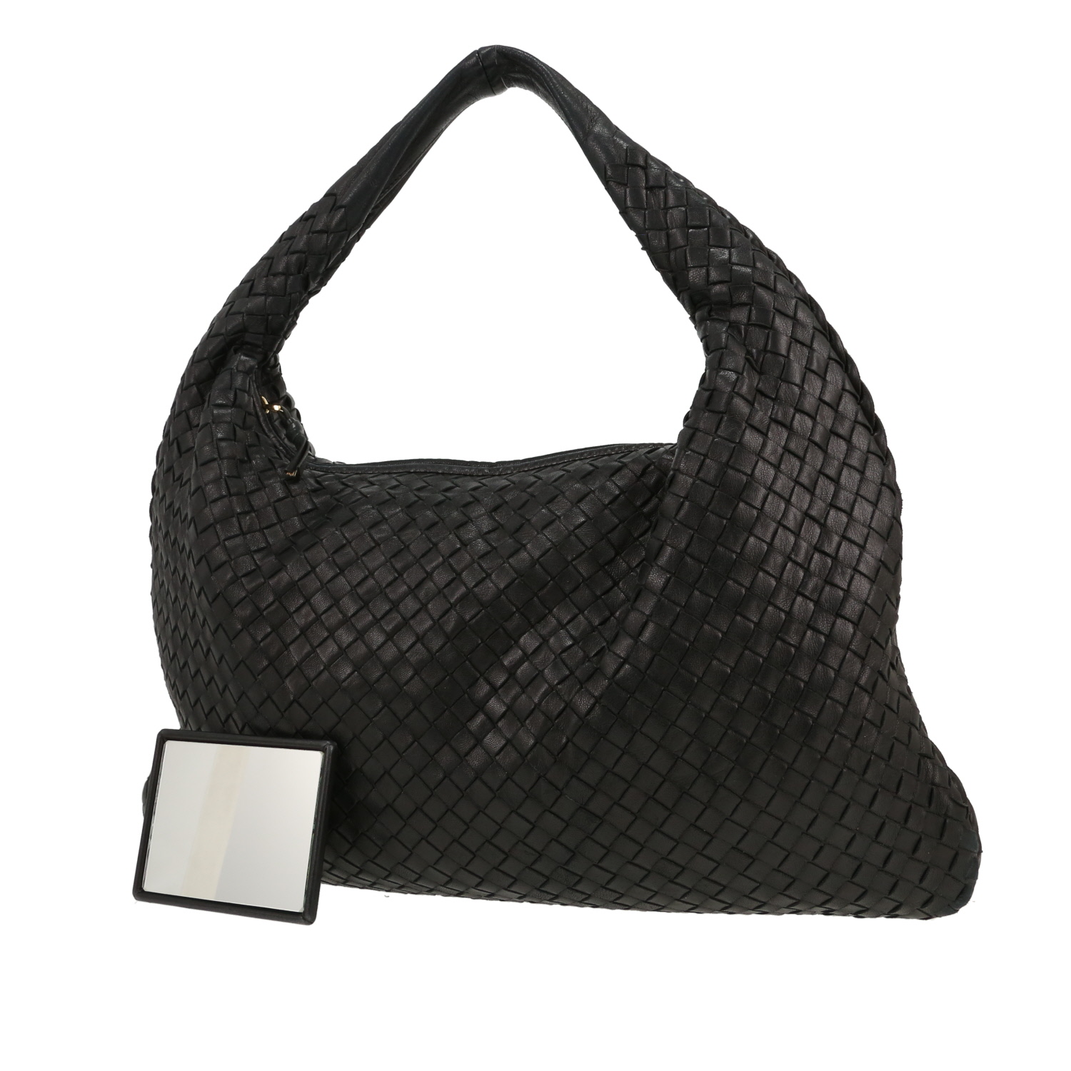 Sac à main Bottega Veneta  Veneta en cuir intrecciato noir - Detail D4