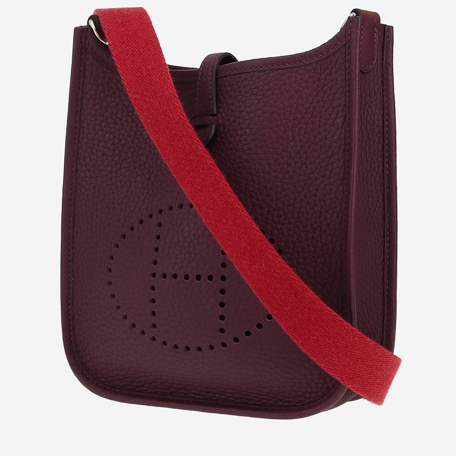 Sac bandoulière Hermès  Mini Evelyne en cuir taurillon clémence violet Cassis
