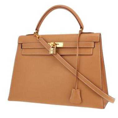 Borsa Hermès  Kelly 32 cm in pelle Courchevel gold