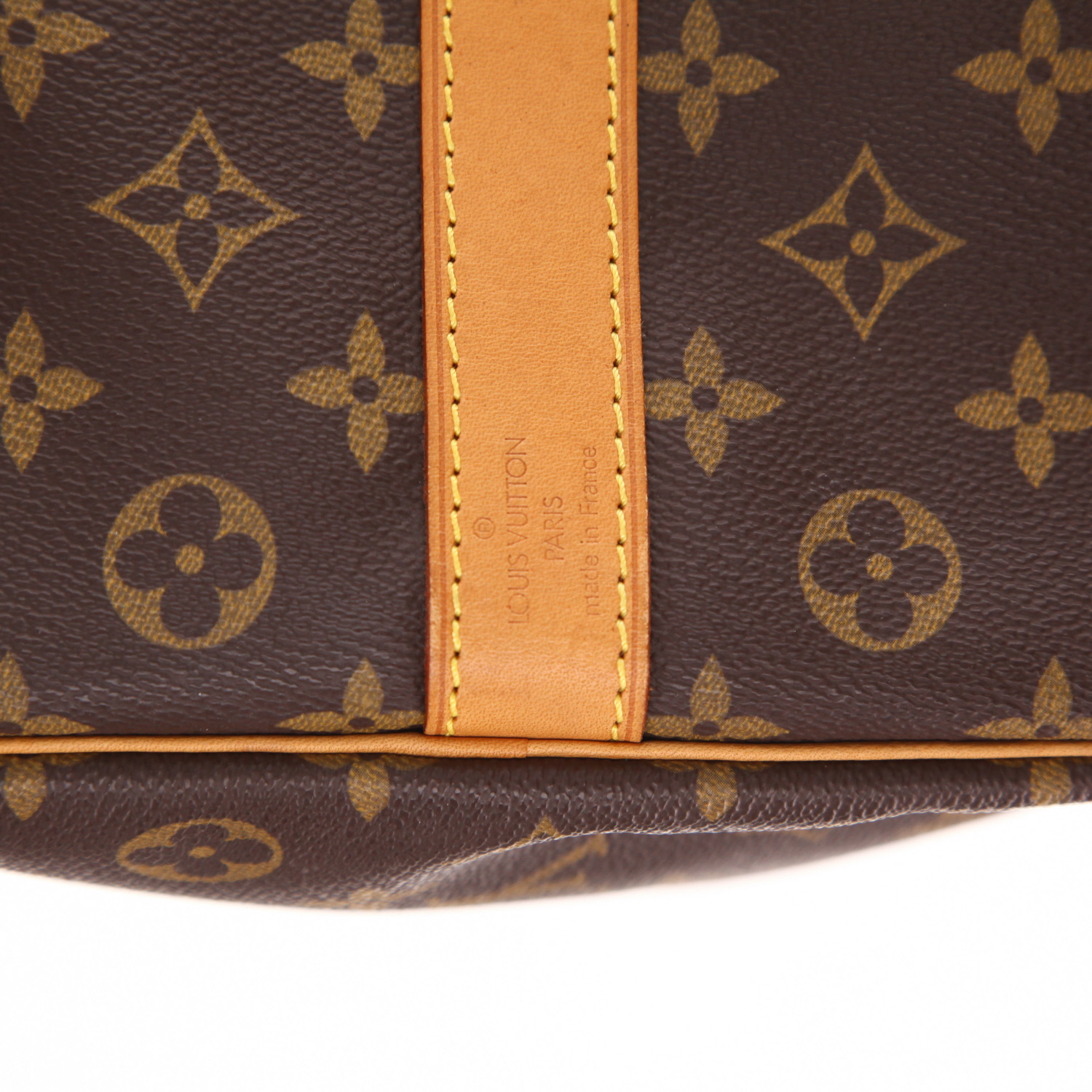 Louis Vuitton Keepall 50 travel bag in brown Monogram canvas and natural leather - Detail D2