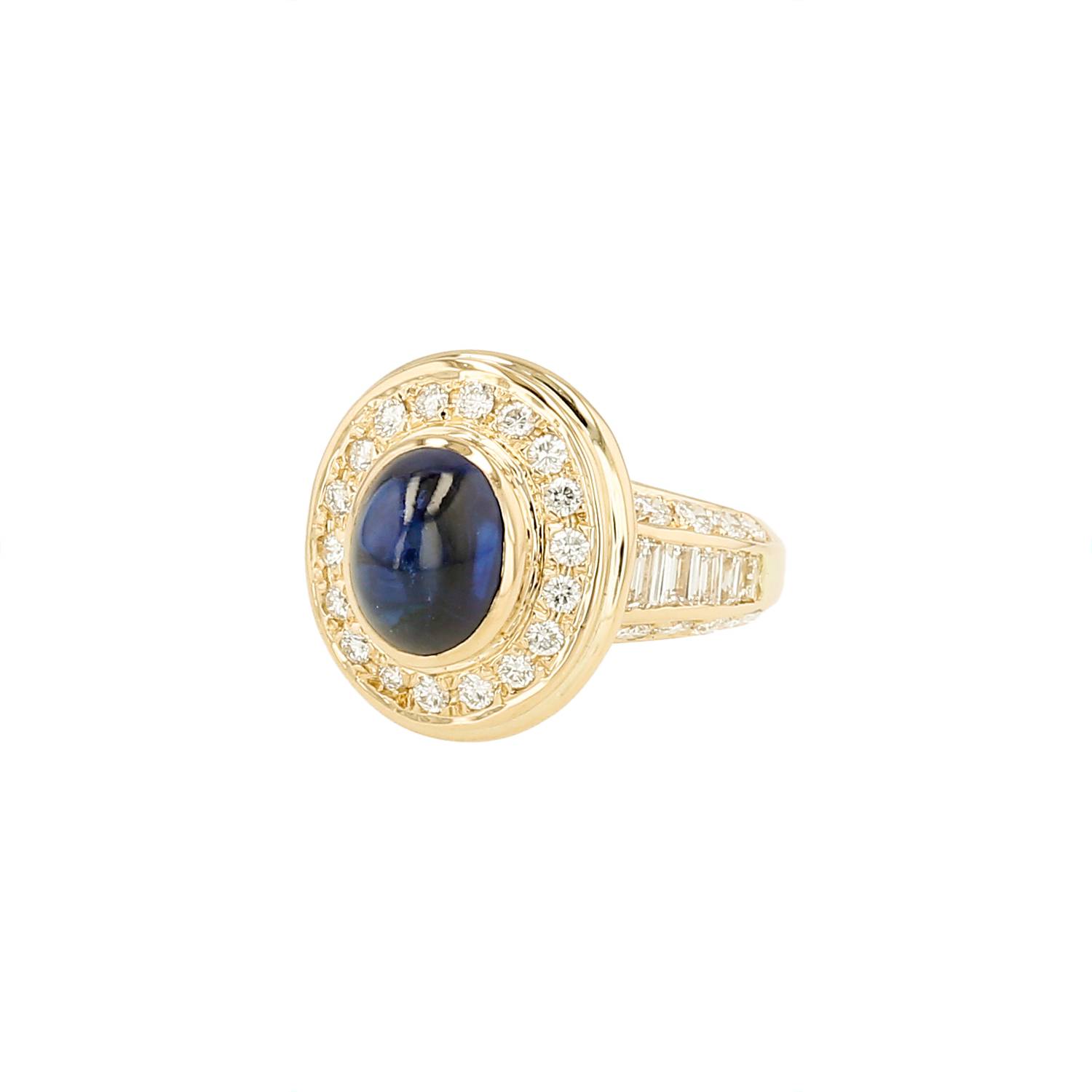 Bague vintage saphir de Ceylan or jaune années 1990 occasion Bague vintage saphir de Ceylan or jaune années 1990 occasion