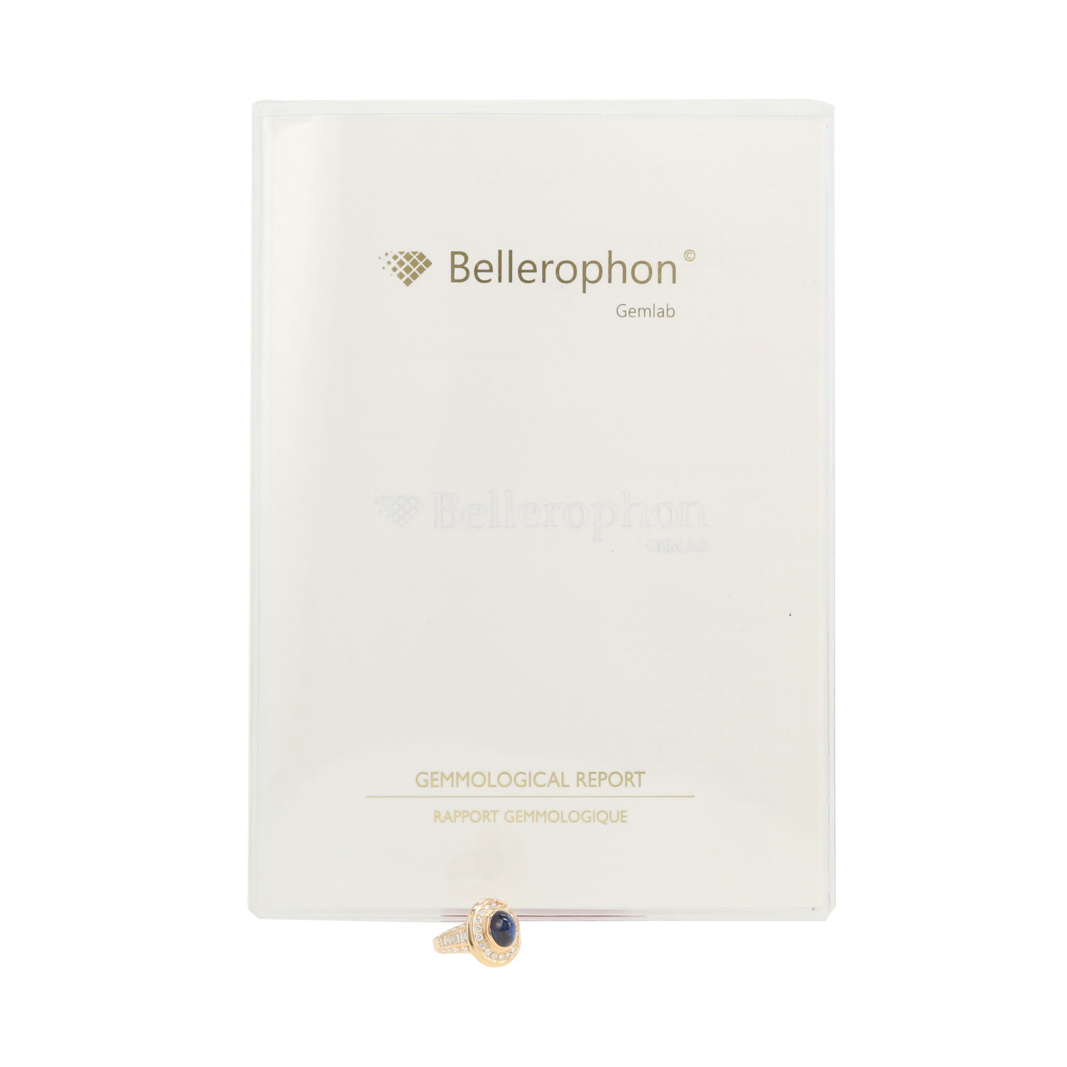 Sortija época años 90 Vintage de oro amarillo, zafiro de Ceilán y diamantes - Detail D2